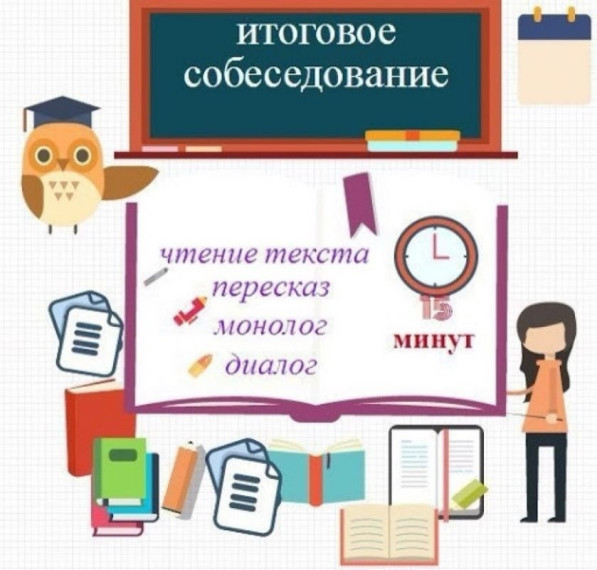 Объявление о сроках проведения итогового собеседования по русскому языку и сроках подачи заявлений на итоговое собеседование.